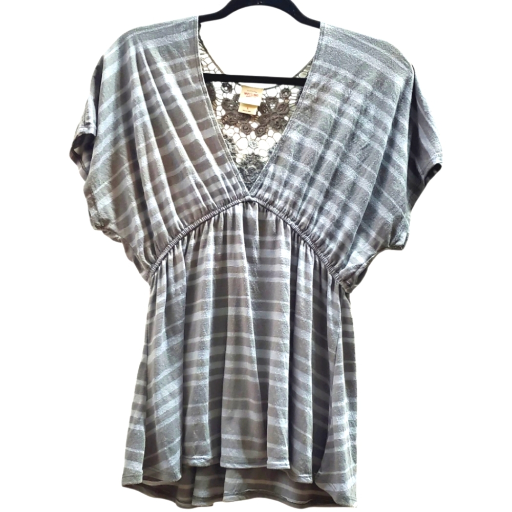 Mossimo Supply Co. Gray Striped Top- Euc-Large